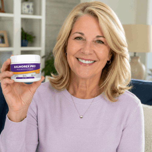 Susan using Balmorex Pro™ Relief & Recovery Cream after daily activity for joint comfort, mobility support, and muscle recovery.